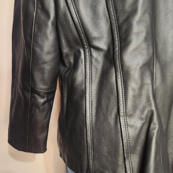 Kenneth Cole Reaction Authentic Leather Black Coat Size Large - Picture 5 of 12